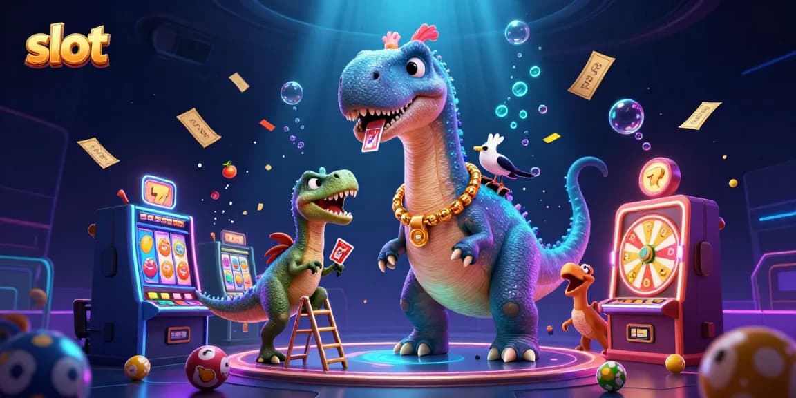 Mainan slot menakjubkan dengan dinosaur raksasa dan efek jackpot penuh warna