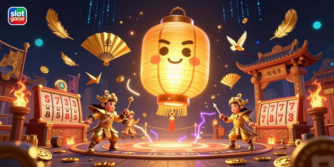 Immerse in exhilarating slot gacor gameplay amidst dynamic 3D casino scenes filled with golden symbols.