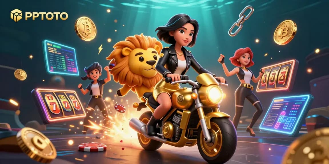 Aksi slot PPTOTO menampilkan karakter glamor dan elemen kasino yang hidup.