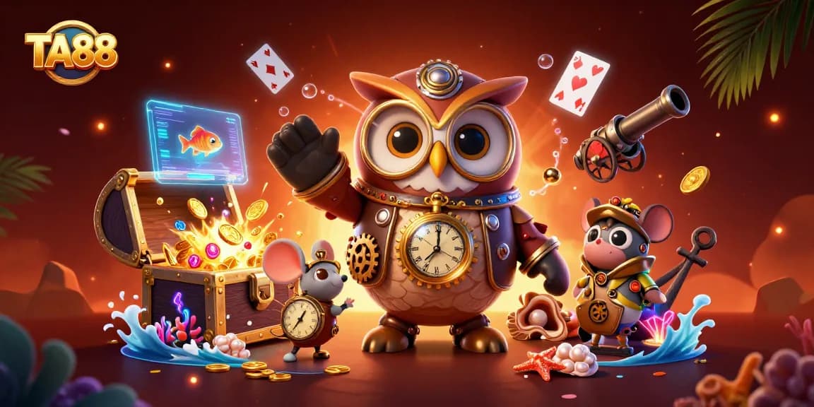 TA88 unveils thrilling casino adventures in a vibrant, action-packed illustration.