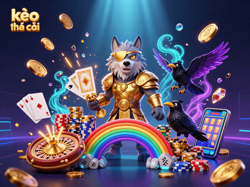 Engage with kèo nhà cái through thrilling illustrations, showcasing dynamic betting experiences with vibrant casino elements.