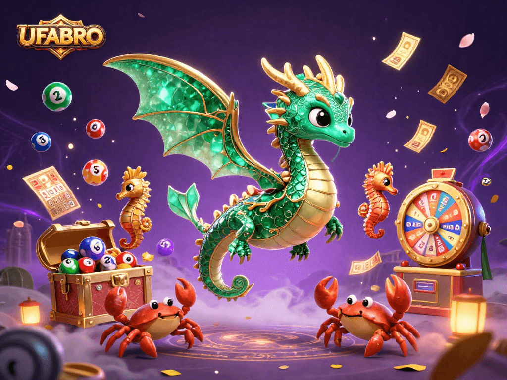 Experience winning moments at UFABRO with an emerald sea dragon and dynamic lottery elements.