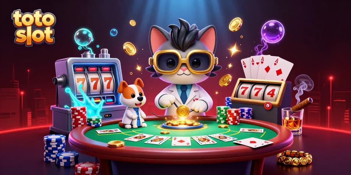 Engage with the thrilling toto slot experience amid vibrant casino elements and characters.