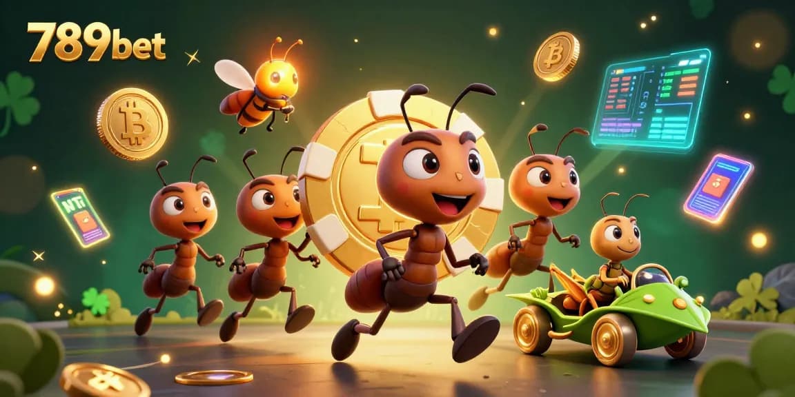 Experience an exciting heist with the ants of 789bet as they carry a giant poker chip!
