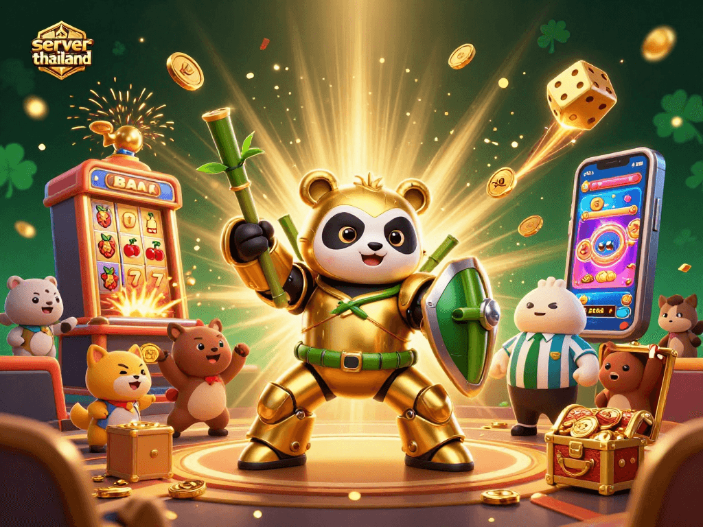Play exciting games on server thailand with jackpot wins and thrilling slots in a vibrant 3D scene.