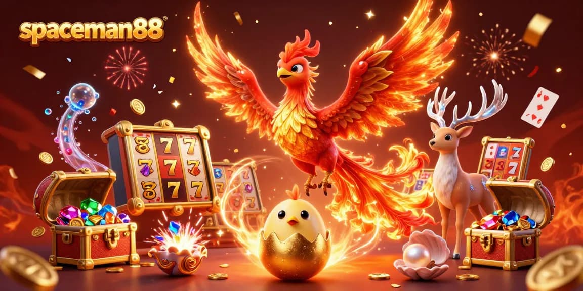 Engage in winning strategies with spaceman88's vibrant casino illustration featuring dynamic gaming elements.