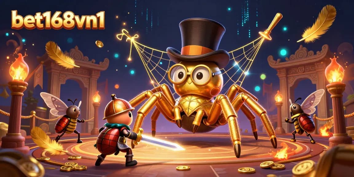 Engage in thrilling games at bet168vn1, featuring an enthralling 3D casino scene with vibrant characters and action.