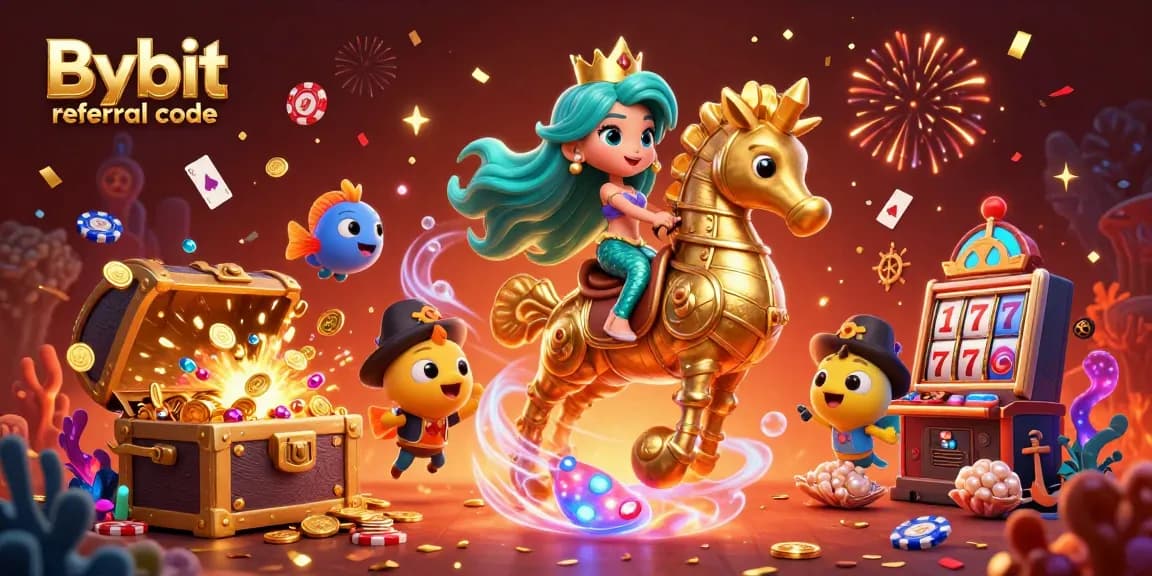 Engage with Bybit referral code to unlock exciting rewards in colorful, casino-themed underwater world.