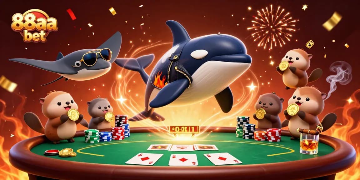 Win big with 88aa bet at a vibrant casino scene featuring playful sea creatures.