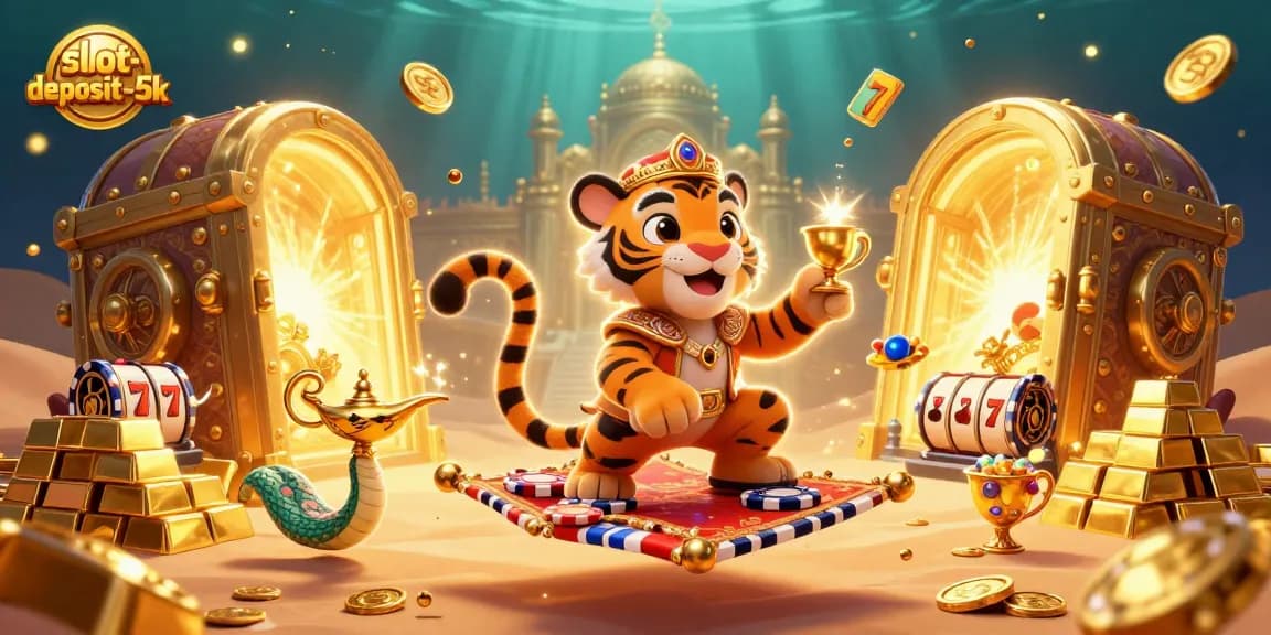 Experience thrilling wins with the tiger sultan at slot-deposit-5k in this vibrant casino scene.