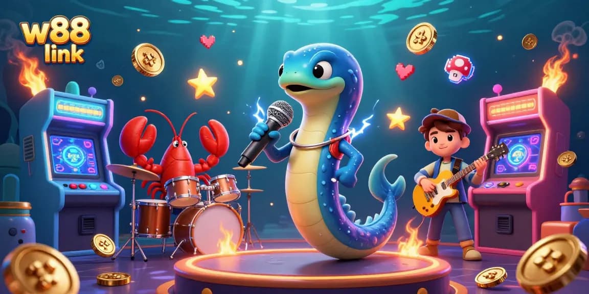 Experience the excitement of w88 link in a vibrant underwater casino with engaging characters.