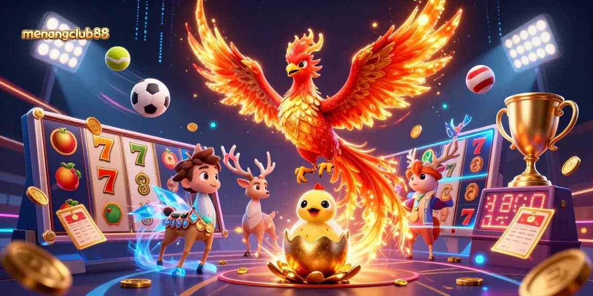 Experience the thrill of menangclub88 with vibrant gaming visuals featuring dynamic characters and casino elements.