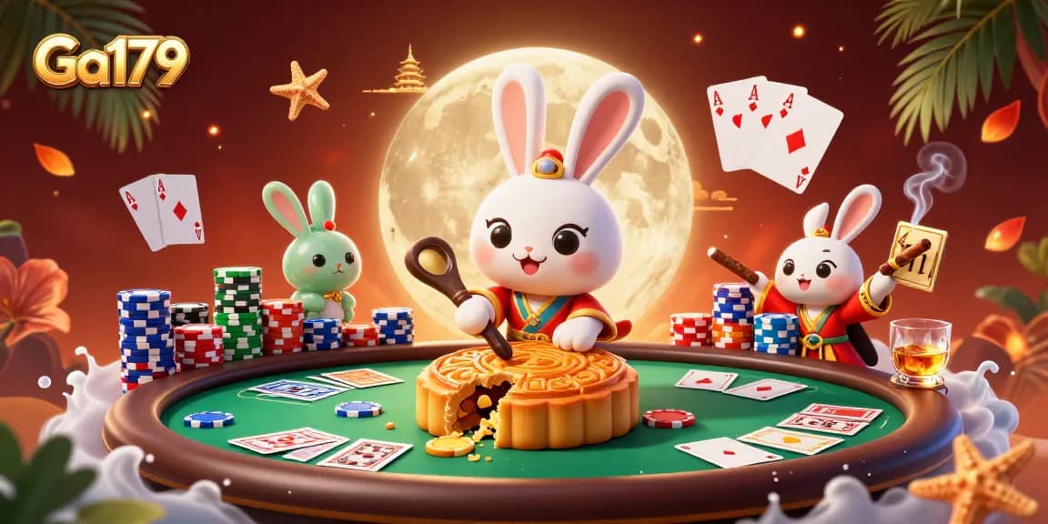 Engage with Ga179's vibrant 3D casino illustration featuring poker chips and a charming lunar rabbit.