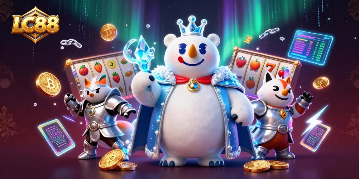 Play at LC88 and enjoy exciting slot games surrounded by vibrant 3D characters and cryptocurrencies.