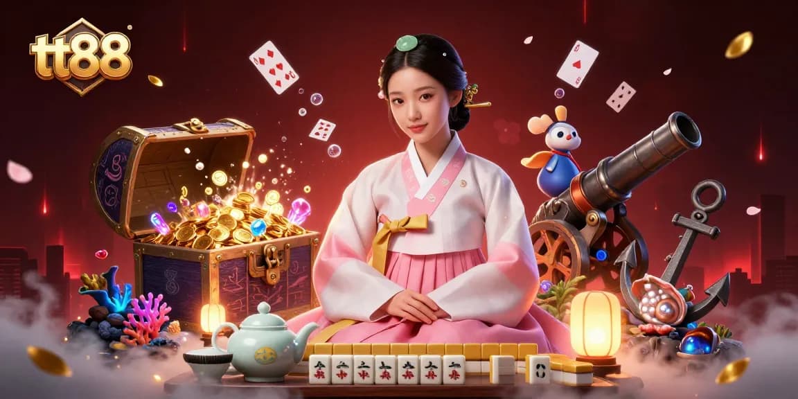 Engage in the excitement of tt88 with a stunning 3D digital illustration showcasing elegant gambling elements and immersive atmosphere.