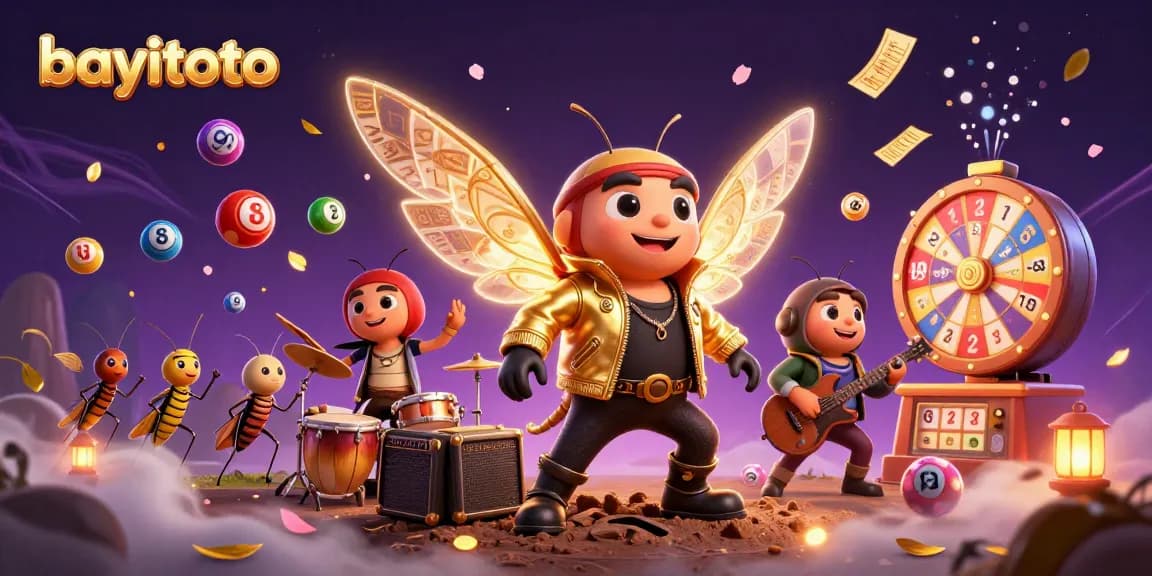 Experience the excitement of bayitoto with a vibrant 3D illustration of lottery fun and dynamic characters.