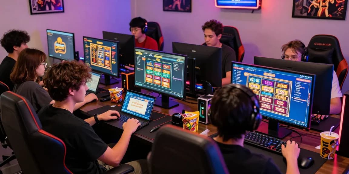 Permainan judi online megawin 88 dengan kelompok gamer yang penuh semangat dan interaksi aktif.