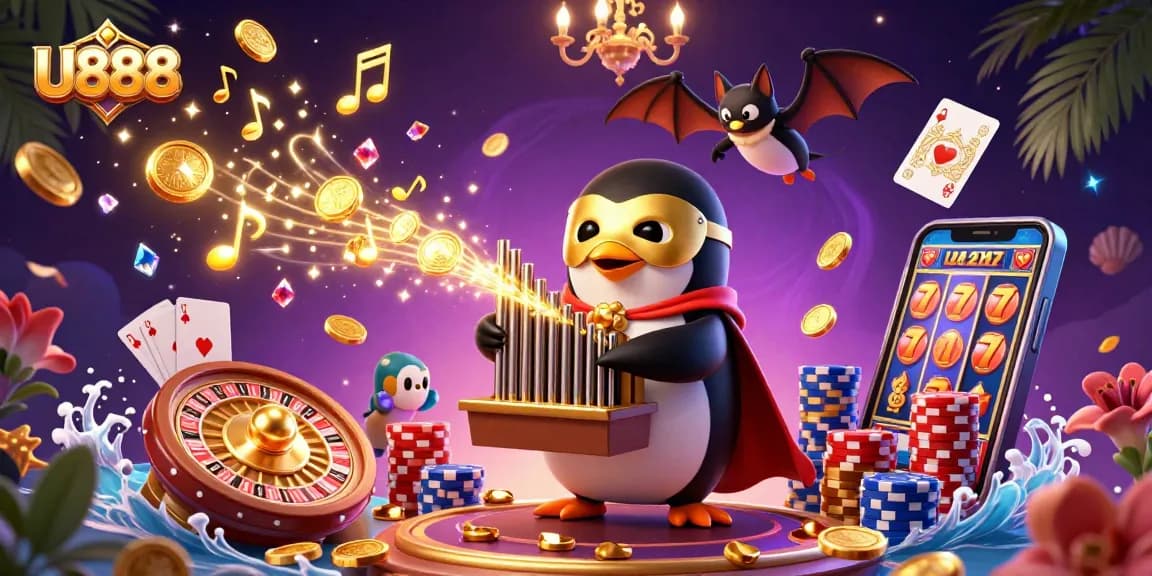 U888 enthralls players with a lively 3D scene of exhilarating casino games and vibrant casino elements.