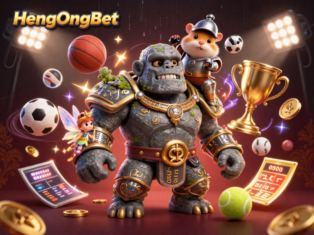 Engage with HengOngBet through thrilling sports betting, featuring dynamic characters and immersive visuals.