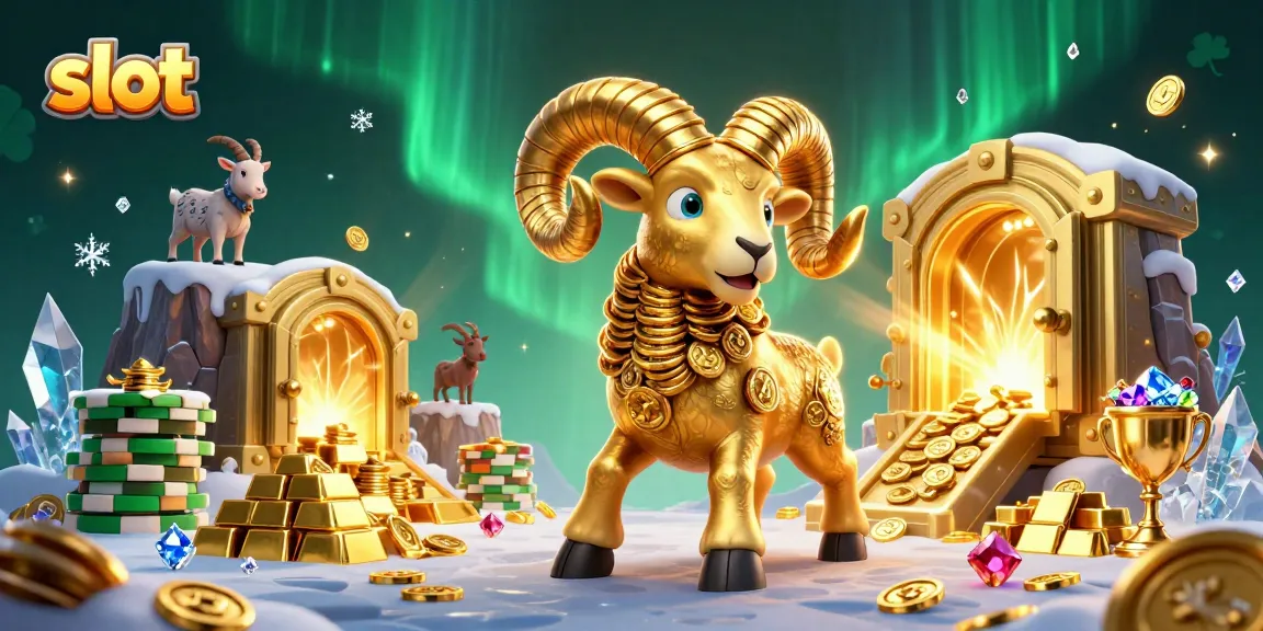 Permainan slot menunggu untuk dimenangkan dengan domba emas berwarna cerah yang menandakan jackpot!