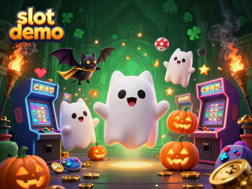 Mainkan slot demo dengan karakter kucing hantu dan kelelawar imut di kasino bertema horor.