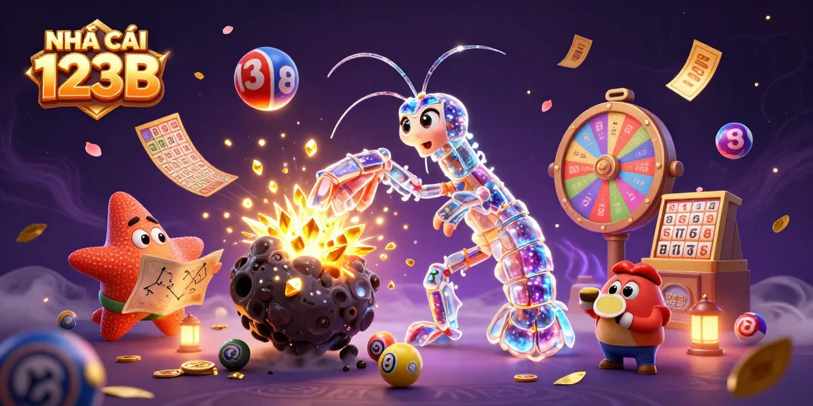 NAVIGATION and gaming excitement at NHÀ CÁI 123B with galactic samurai and colorful lottery elements.