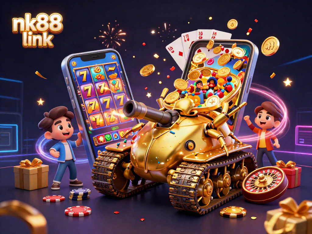 Experience the ultimate fun with nk88 link showcasing a vivid casino-themed scene from a vibrant 3D illustration.