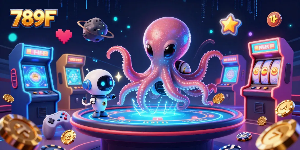 Engage in exhilarating gameplay at 789F featuring a vibrant alien octopus and casino elements.