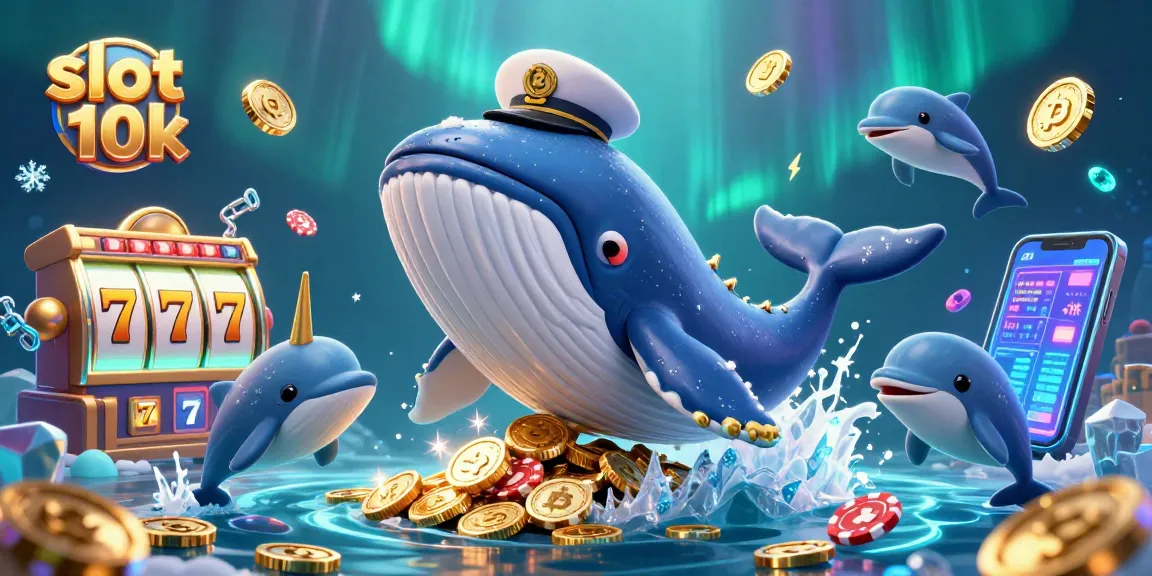 Experience the thrill of slot 10k with a dynamic scene featuring a whale, narwhal, and playful dolphins.