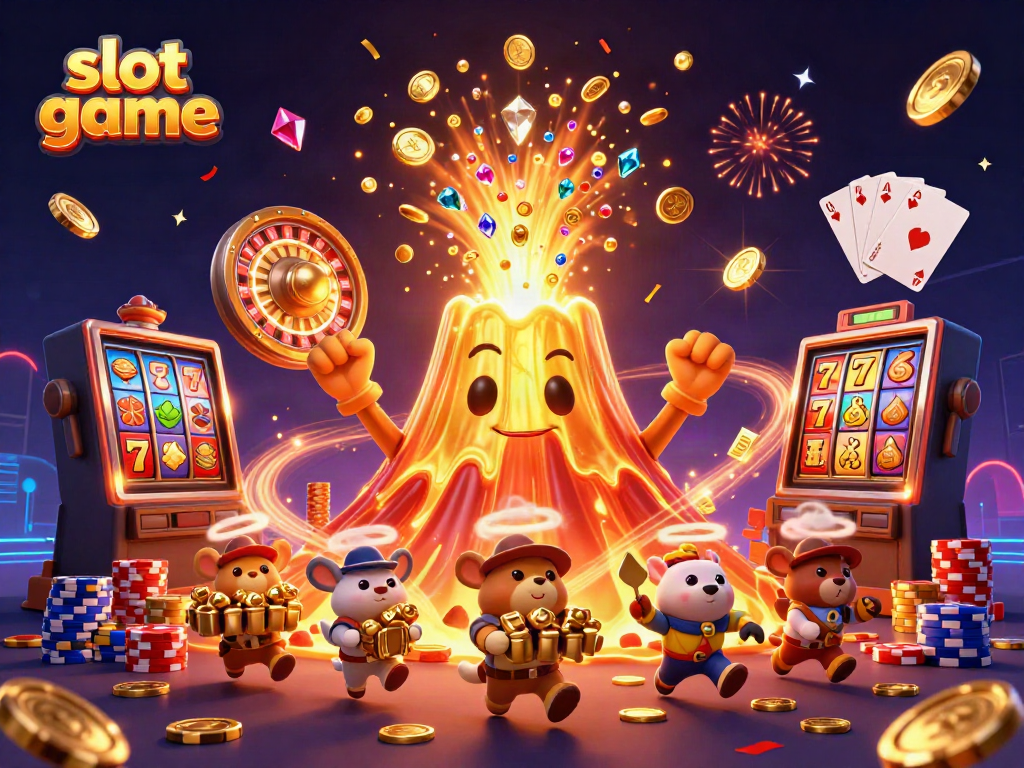 Experience the thrill of the slot game with cascading coins, vibrant characters, and jackpot excitement.