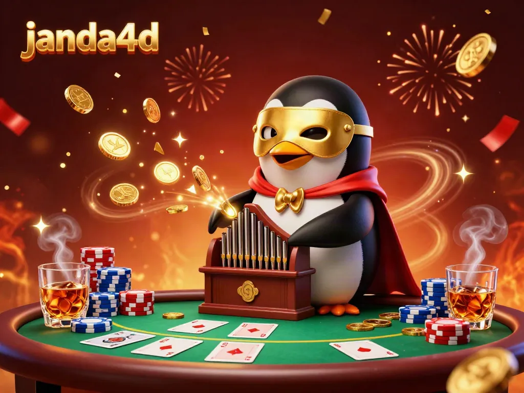 Permainan menarik di janda4d dengan penguin opera dan koin emas yang terbang.