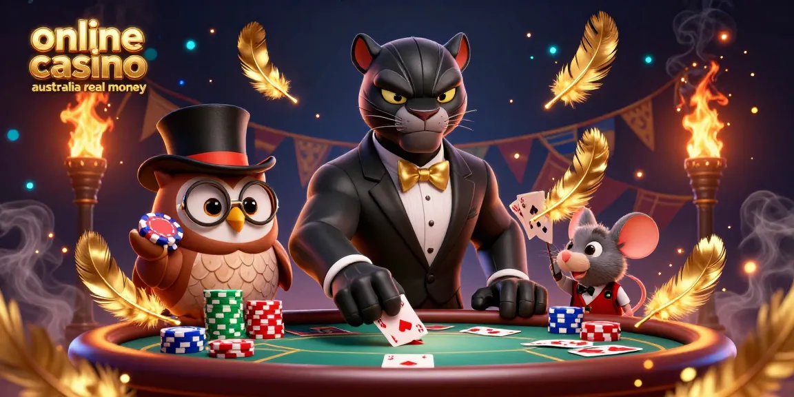 Engage in online casino Australia real money action with a stylish panther dealer and friends at a poker table