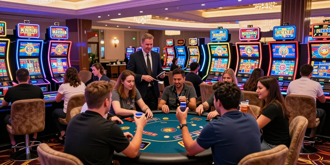 Exciting gaming atmosphere at KO66 Casino with live players and vibrant decorations.