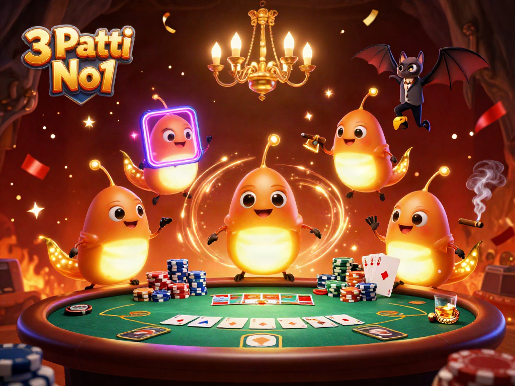 Experience the exciting world of 3 Patti No1 in a vibrant casino illuminated by glowworms.
