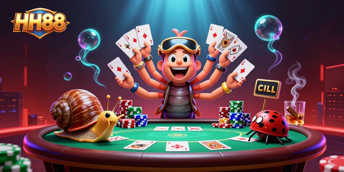Engage with HH88's thrilling poker adventure as a millipede dealer and snail high-roller elevate gameplay.