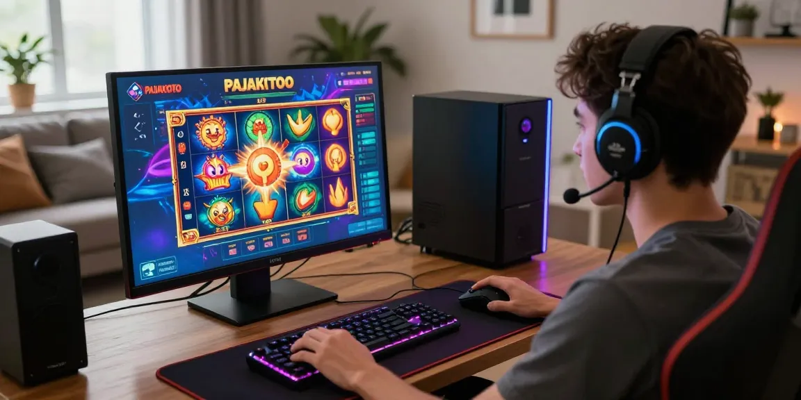 Exciting pajaktoto gaming session at home showcasing engaging slot gameplay on a vibrant screen.