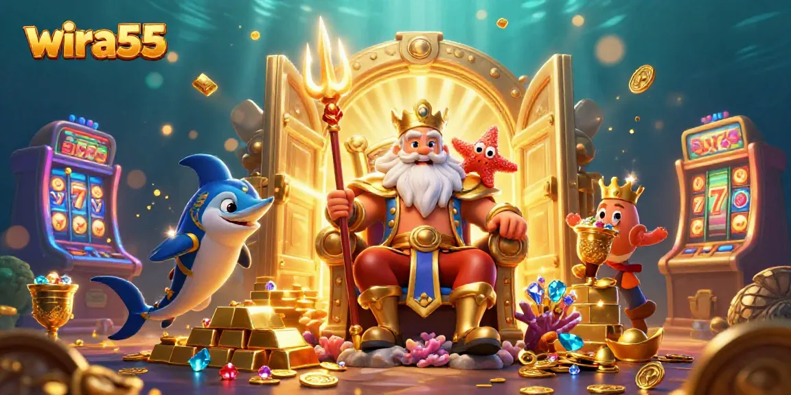 Engage with wira55 slot games in a vibrant underwater wonderland featuring Neptune.