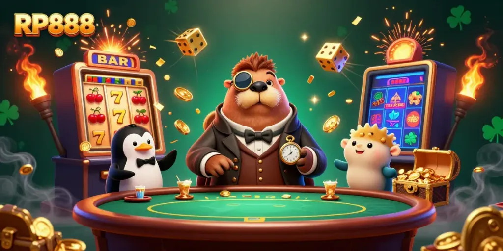 RP888 menghadirkan pengalaman bermain slot online yang menakjubkan dengan karakter lucu dan elemen kasino yang meriah.