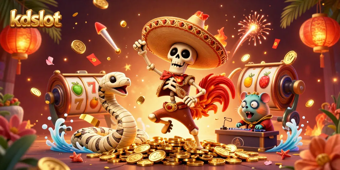 Celebrate big wins with kdslot featuring a vibrant victory dance scene among casino elements.