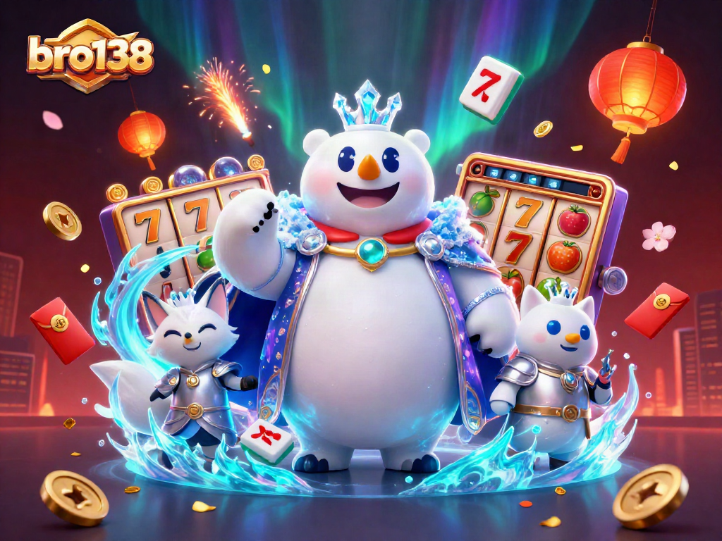 Spin and win big with bro138, featuring dynamic slot reels and captivating casino elements.