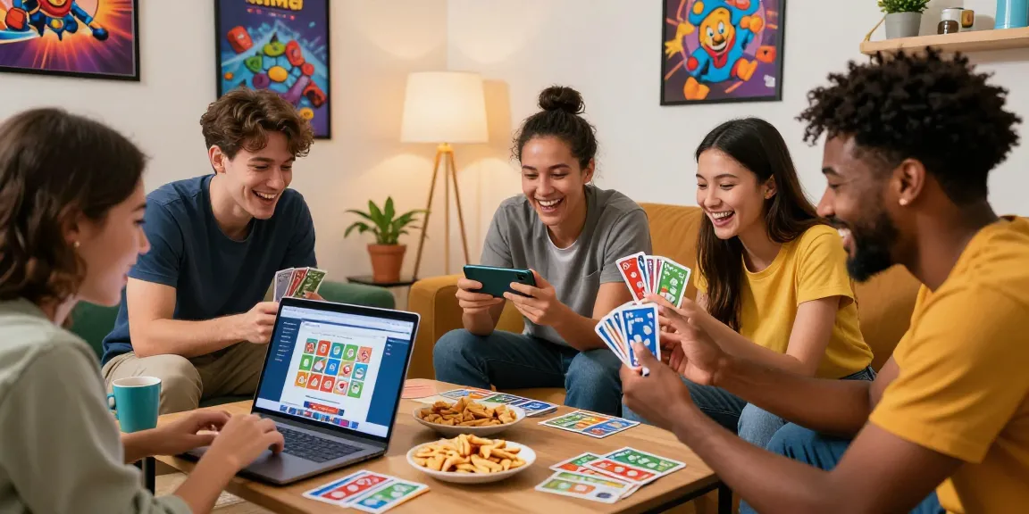 Enjoy the fun of playing Card Rummy APK with friends in a cozy setting, showcasing excitement, snacks, and colorful decor from https://cardrummy.io/