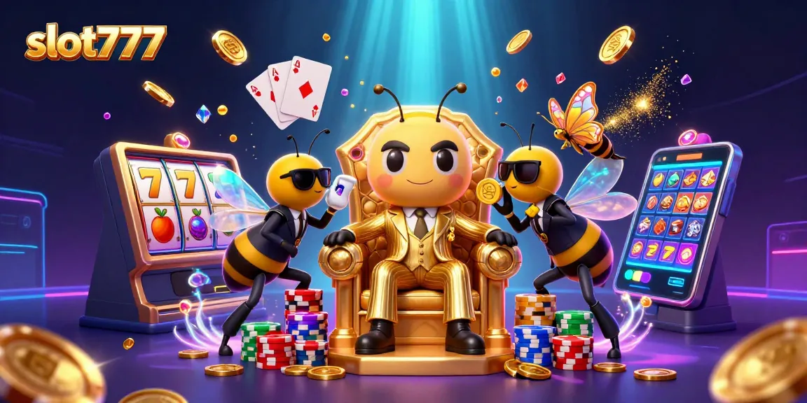 Engage in exciting slot777 gameplay surrounded by golden coins and vibrant characters in a 3D illustration.