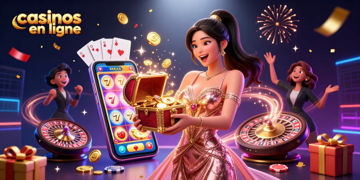 Vivez l'excitation des casinos en ligne avec un coffre au trésor éblouissant débordant de pièces et une atmosphère festive.