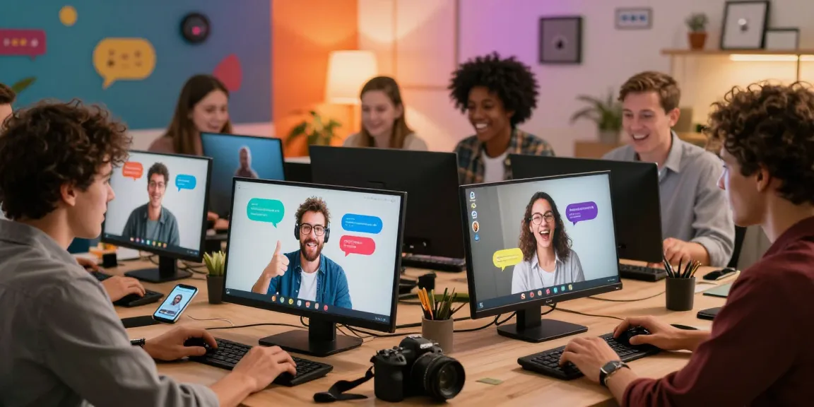 Engaging scene of online users chatting on شات فله platform, showcasing vibrant conversations and community