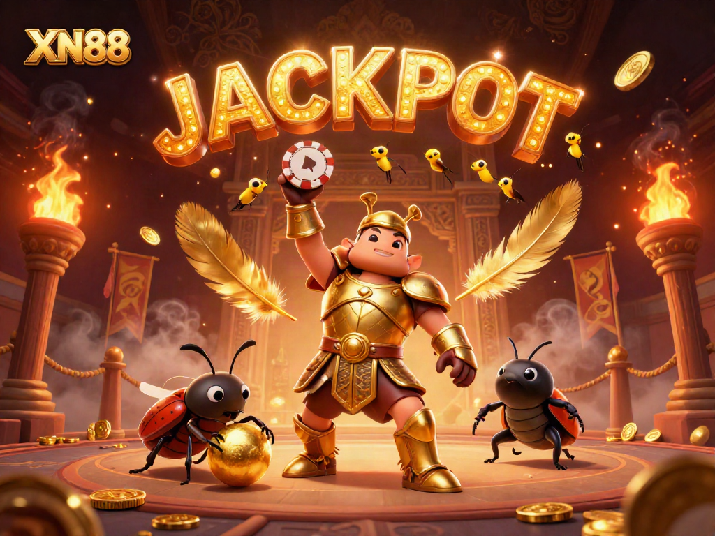 Experience the thrill of XN88 as a hercules beetle triumphs in a vibrant casino fantasy scene.