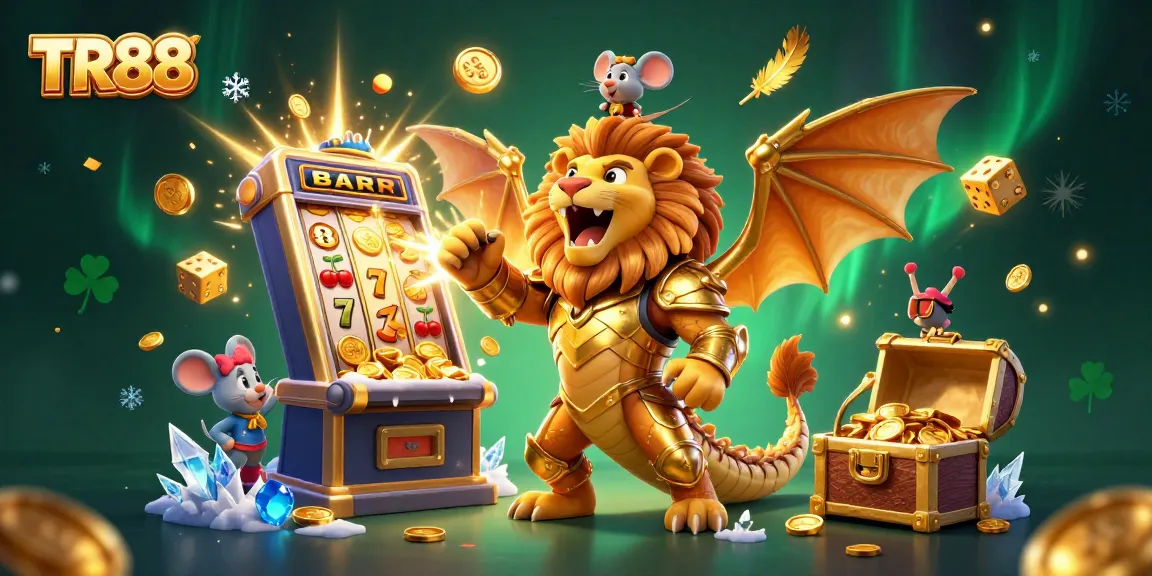 TR88 jackpot party: Celebrate with golden coins, dynamic slot machines, and unique chimera champions!