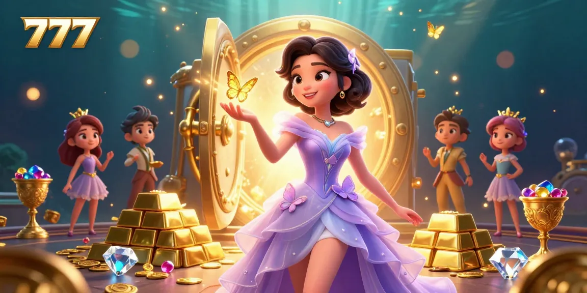 Experience the thrill of winning with 777 in this vibrant jackpot scene featuring gold and gems.