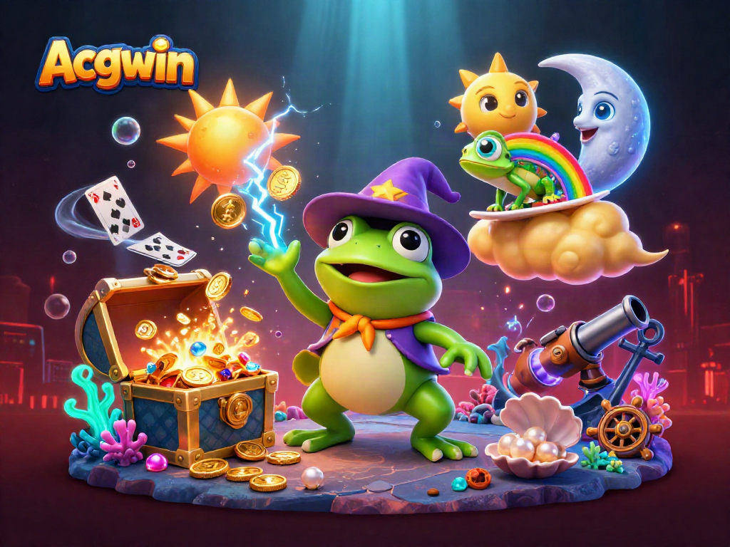 Win with Acgwin's golden coins while the weather wizard frog creates a jackpot storm in an underwater paradise.