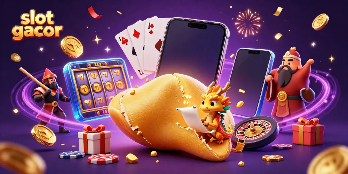Experience thrilling wins at slot gacor with a giant fortune cookie, magical dragon, and golden excitement!