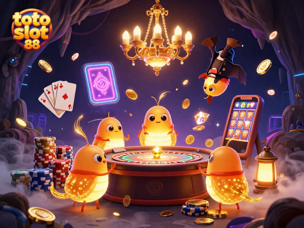 Join the action at toto slot 88 with bioluminescent glowworms lighting up a casino scene!